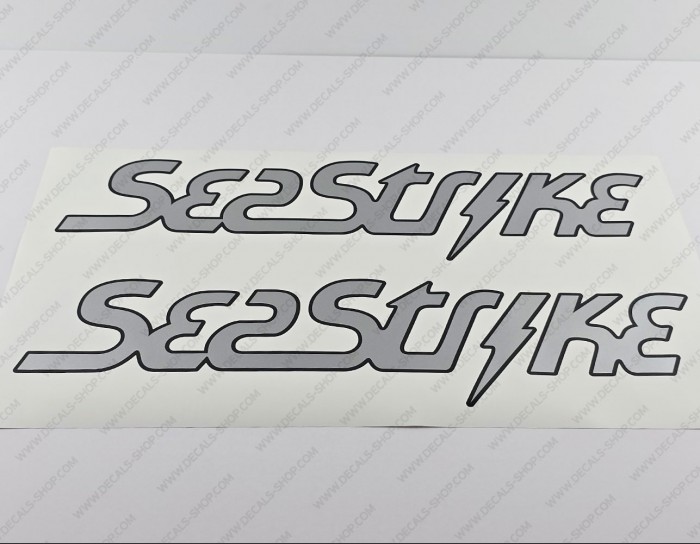 Sea Strike Boat Logo Silver Decal Set of 2 x 20"